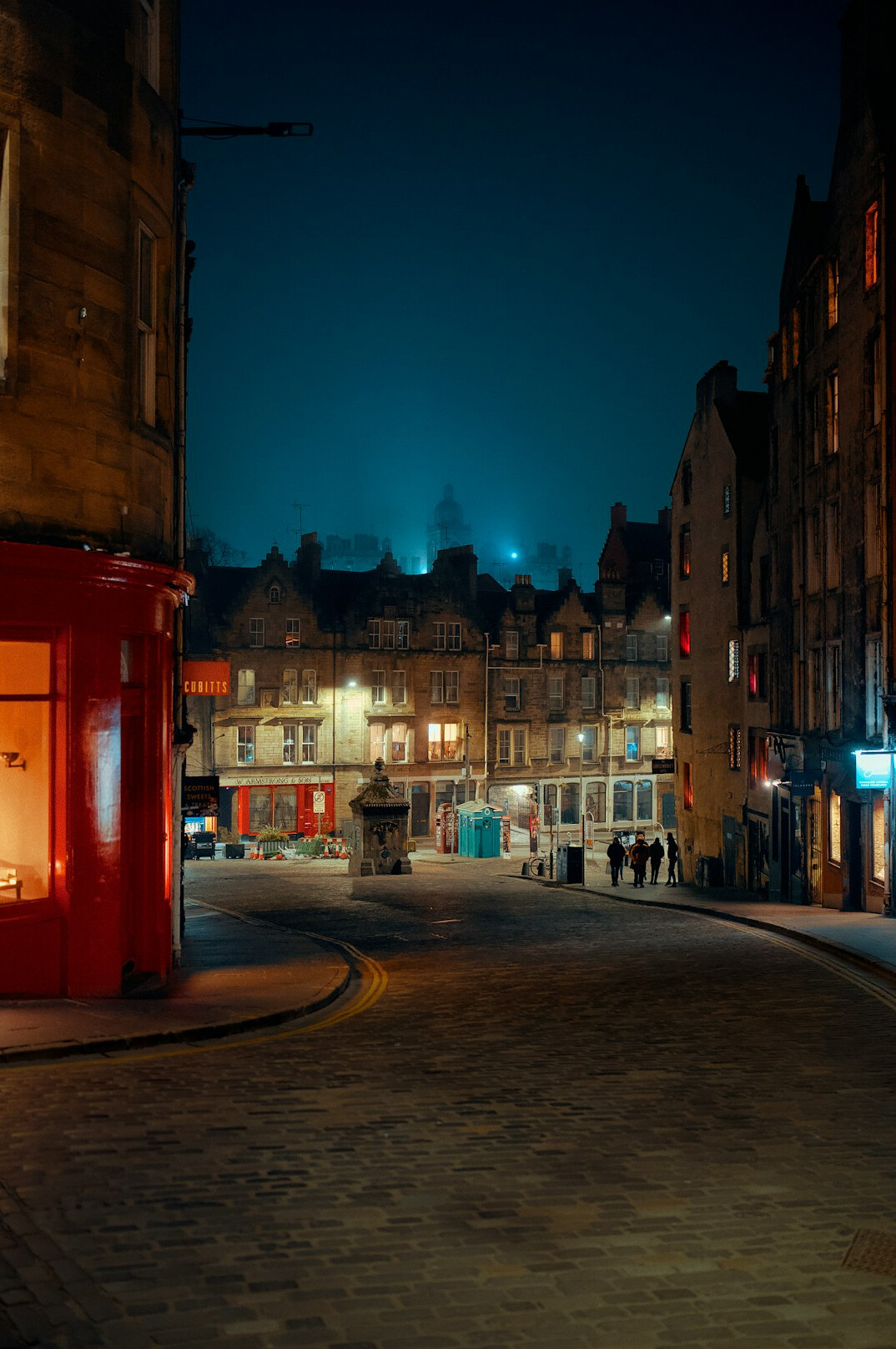 old city streets at night