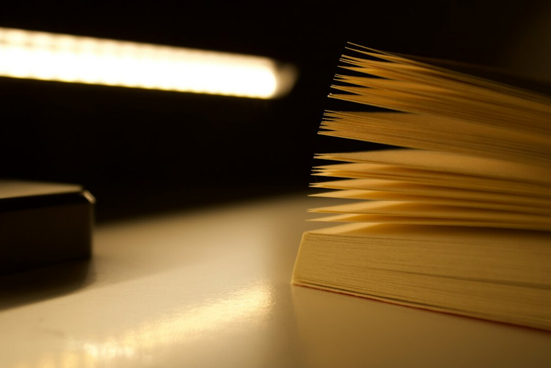 open book pages at night